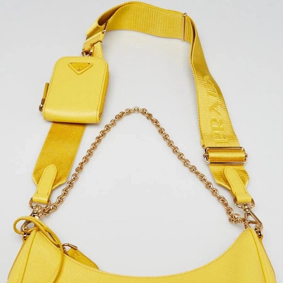 Prada Sole Yellow Saffiano Leather 2005 Re-Edition Shoulder Bag 1BH204 - Picture 5 of 12